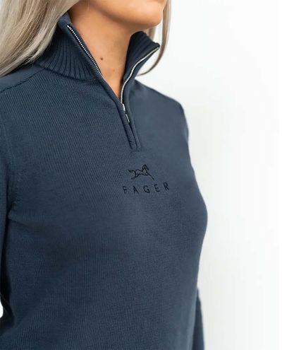 Kim Hoge Hals Gebreid met Ritssluiting navy