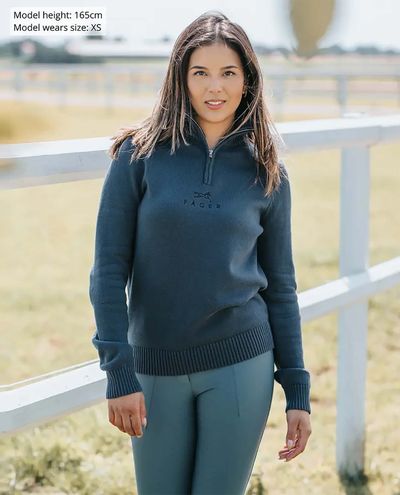 Kim Hoge Hals Gebreid met Ritssluiting navy 